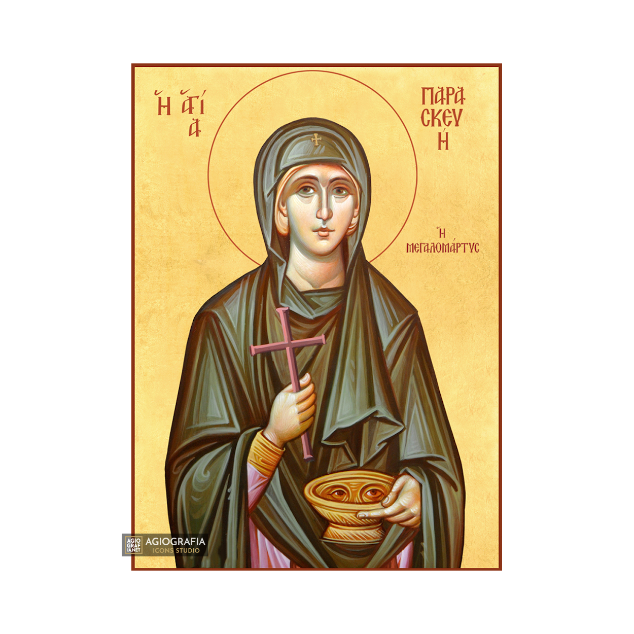 22k St Paraskeva - Gold Leaf Background Christian Orthodox Icon