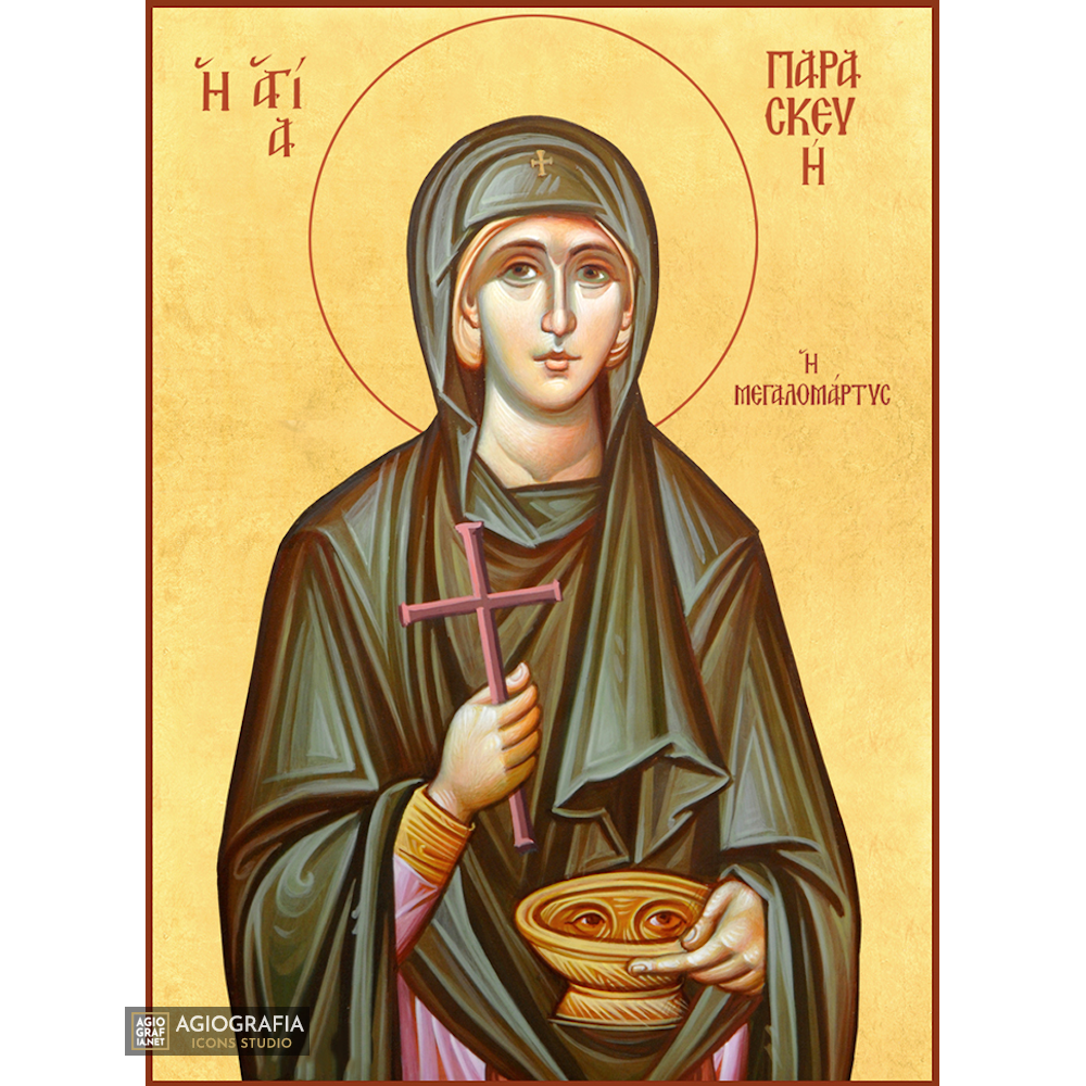 22k St Paraskeva - Gold Leaf Background Christian Orthodox Icon