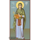 St Paraskeva Byzantine Greek Wood Icon with Blue Background