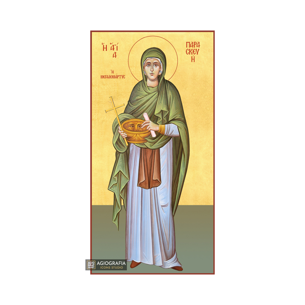 22k St Paraskeva - Gold Leaf Background Christian Orthodox Icon