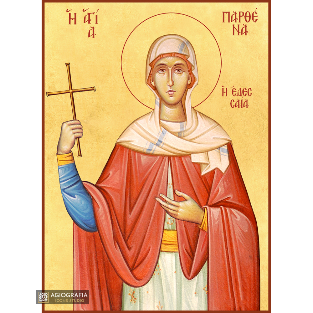 22k St Parthena of Edessa - Gold Leaf Background Greek Orthodox Icon