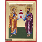 Saints Apostles Peter and Paul Greek Wood Icon with Gold Leaf