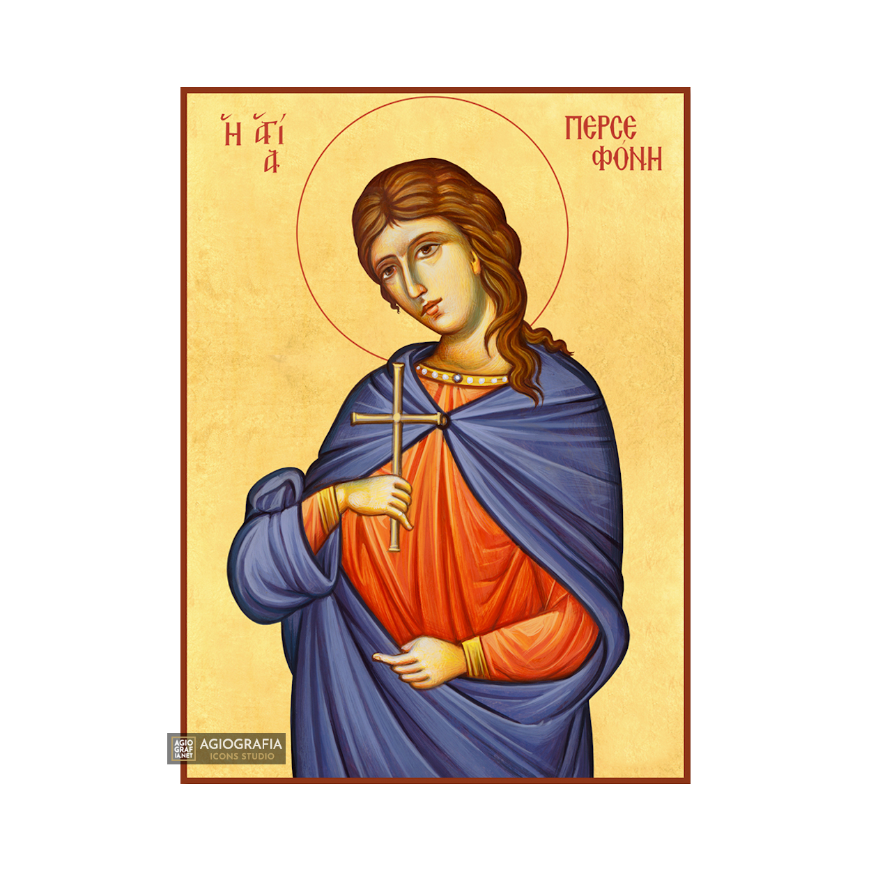 22k St Persephone - Gold Leaf Background Christian Orthodox Icon