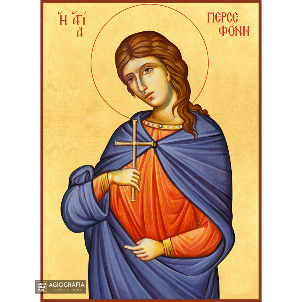 22k St Persephone - Gold Leaf Background Christian Orthodox Icon