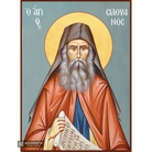 St Silouan Athonite Greek Orthodox Icon with Blue Background