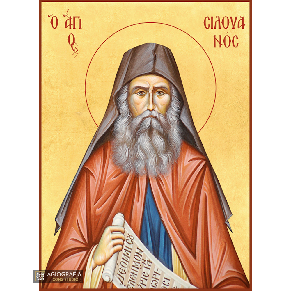 22k St Silouan Athonite - Gold Leaf Background Christian Orthodox Icon