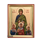 St Sophia & her three daughters Greek Icon with Gold Leaf