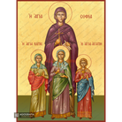 22k St Sophia & daughters - Exclusive Mt Athos Gold Leaf Greek Icon