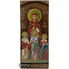 St Sophia and daughters Christian Gold Print Icon on Carved Wood