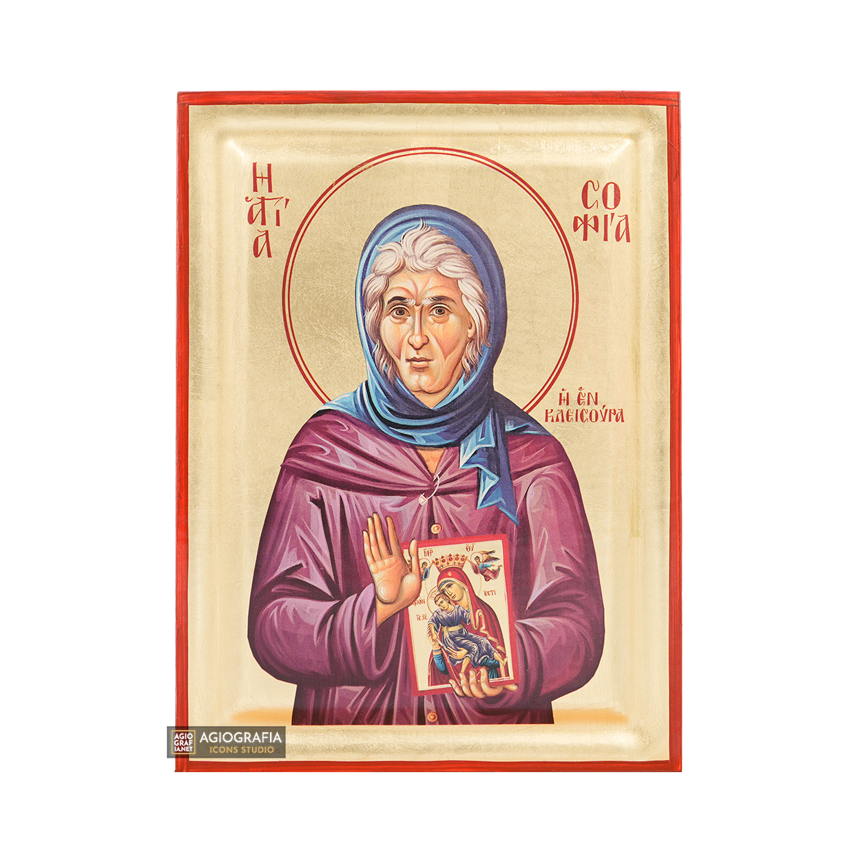 Saint Sophia of Klisoura Christian Orthodox Icon with Gold Leaves
