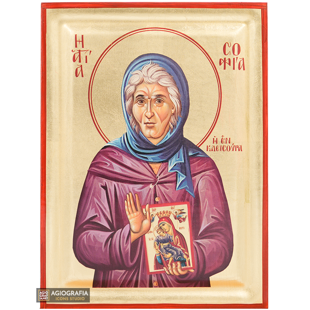 Saint Sophia of Klisoura Christian Orthodox Icon with Gold Leaves
