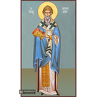 St Spiridon Christian Byzantine Wood Icon with Blue Background