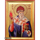 St Spiridon Byzantine Orthodox Wood Icon with Gold Leaf