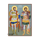Saints Theodores Stratelate & Tyro Greek Icon Blue Background