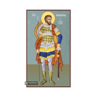 St Theodore the Stratelate Greek Icon on Wood with Blue Background