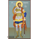 St Theodore the Stratelate Greek Icon on Wood with Blue Background