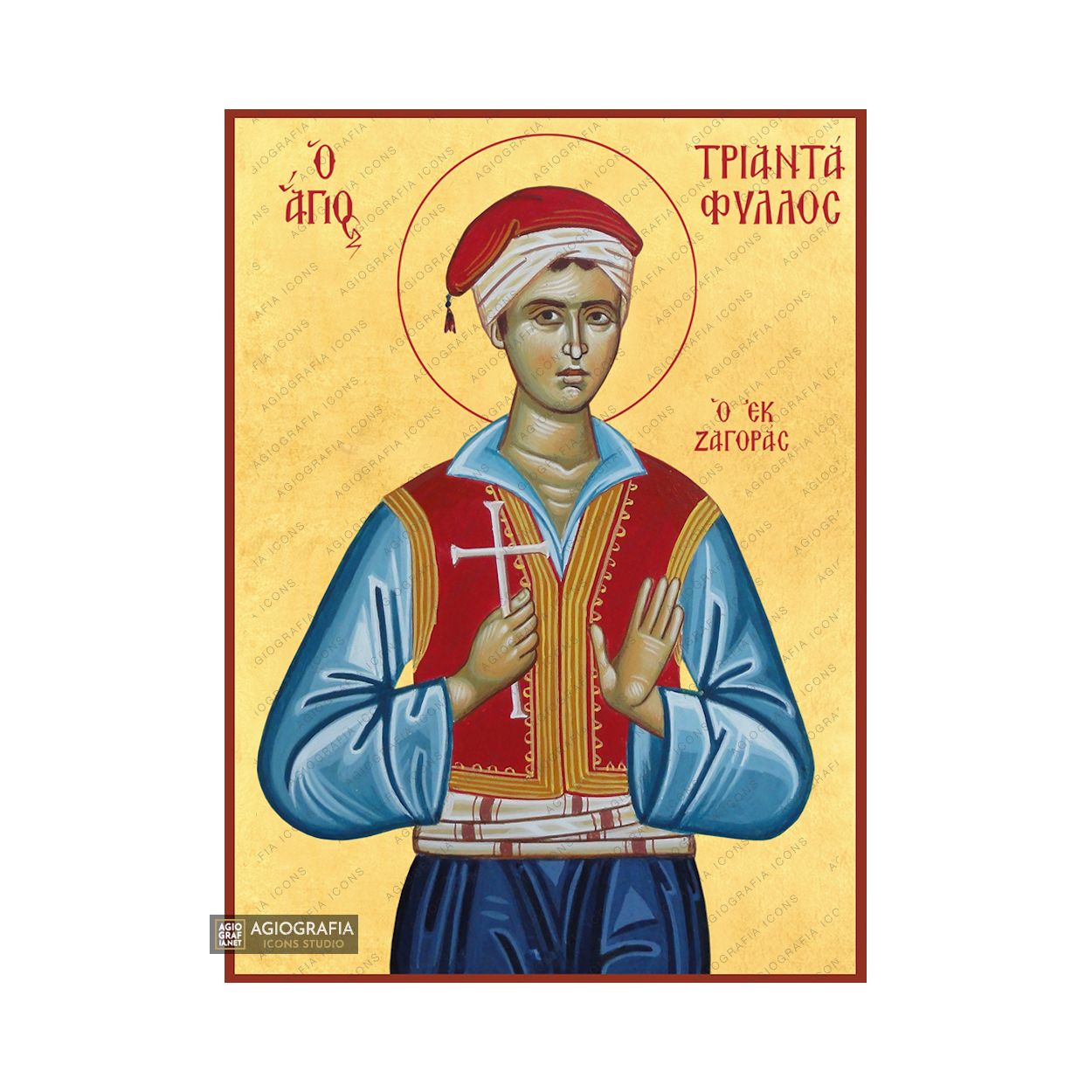 22κ St Triantafillos - Exclusive Mt Athos Gold Leaf Orthodox Icon