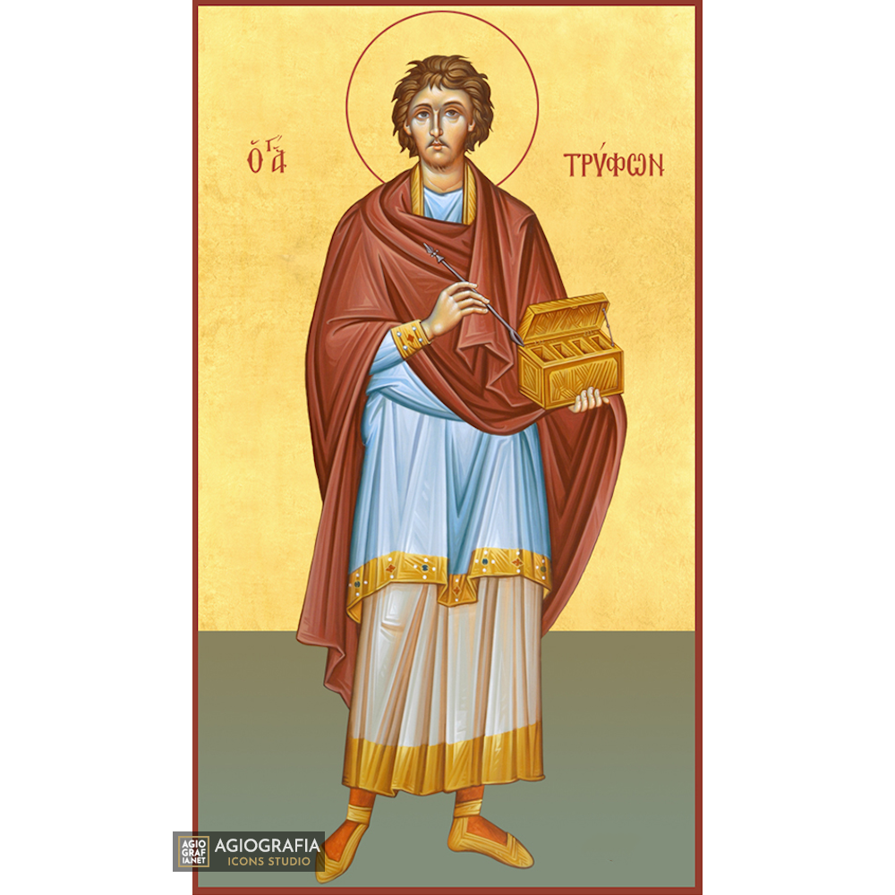 22k St Triphon - Gold Leaf Background Christian Orthodox Icon