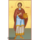 22k St Triphon - Gold Leaf Background Christian Orthodox Icon