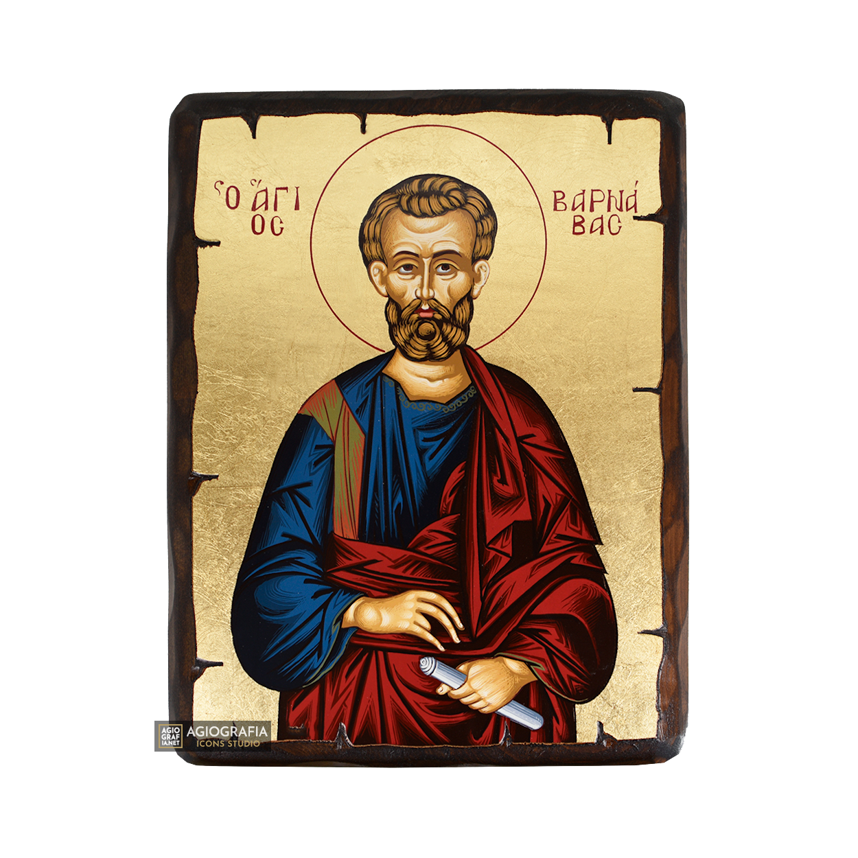 St Varnavas Christian Orthodox Icon on Wood with Gold Leaf