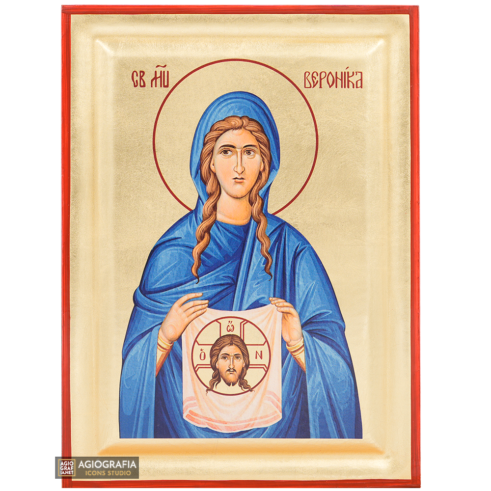 Saint Veronica Christian Orthodox Icon with Gold Leaves