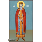 St Vladimir the King Greek Orthodox Wood Icon with Blue Background