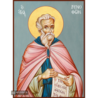 St Xenofon Christian Orthodox Icon with Blue Background