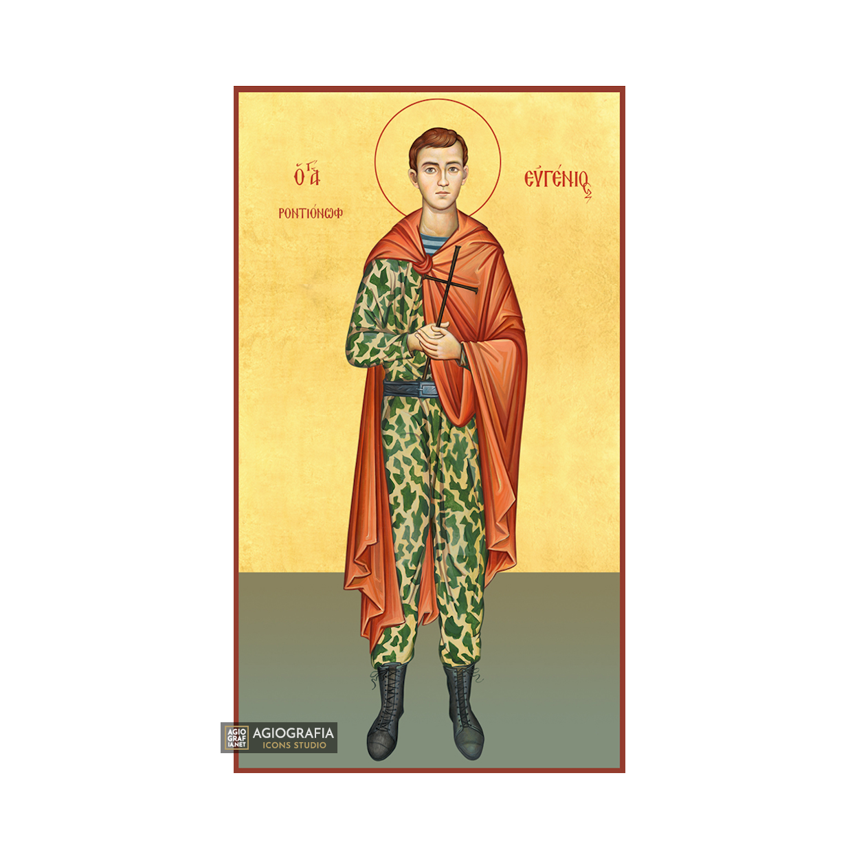 22k St Yevgeny Rodionov - Gold Leaf Background Orthodox Icon