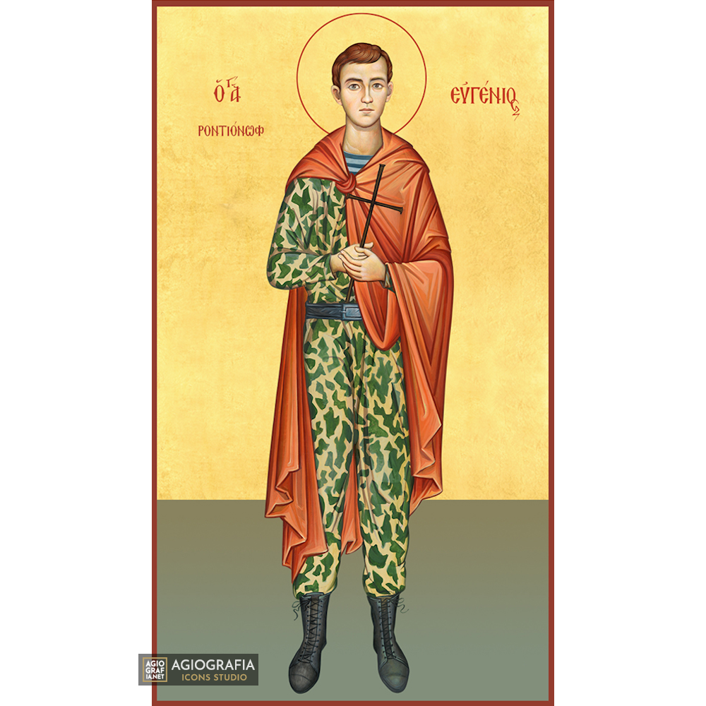 22k St Yevgeny Rodionov - Gold Leaf Background Orthodox Icon
