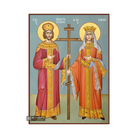 Saints Constantine & Helen Greek Icon with Blue Background