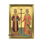 22k Sts Constantine & Helen Framed Christian Icon with Gold Leaf