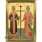 22k Sts Constantine & Helen Framed Christian Icon with Gold Leaf