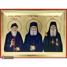 Saints Paisios - Porphyrios - Jacob Orthodox Wood Icon with Gold Leaf