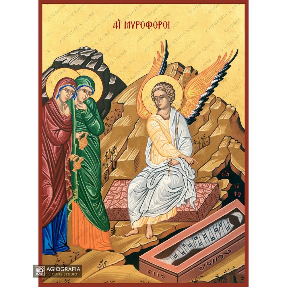 22k The Myrrh-Bearing Women - Exclusive Mt Athos Gold Leaf Icon
