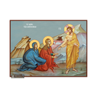 Greeting of MyrrhBearing Women Christian Icon with Blue Background