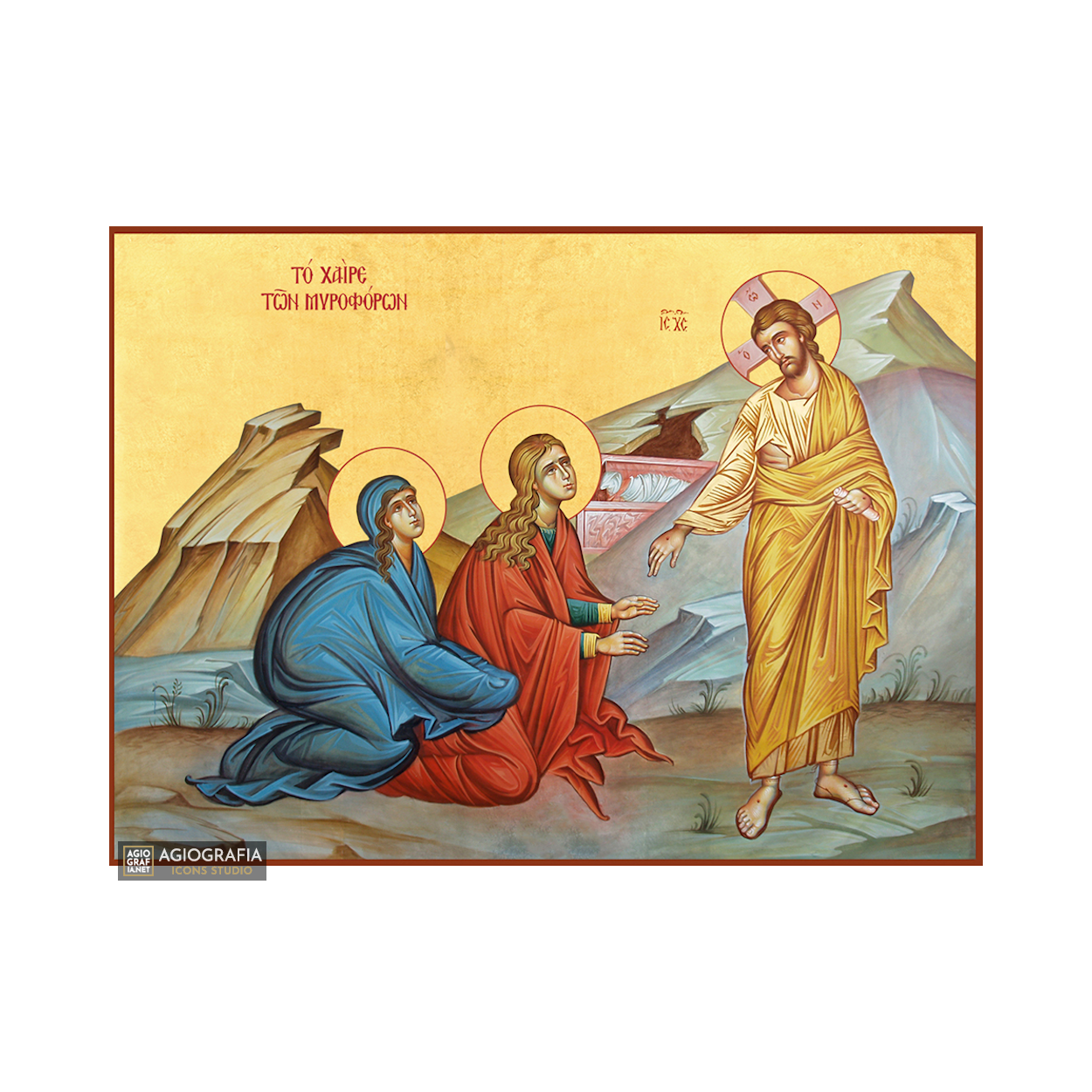 22k Greeting of Myrrh-Bearing Women - Gold Leaf Orthodox Icon