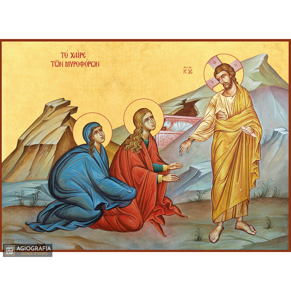22k Greeting of Myrrh-Bearing Women - Gold Leaf Orthodox Icon