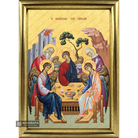 22k Holy Trinity & hospitality of Abraham Framed Icon with Gold Leaf
