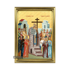 22k Universal Exaltation of the Holy Cross Framed Icon with Gold Leaf