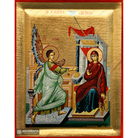 Annunciation of the Theotokos Orthodox Icon on Wood with Gold Leaf