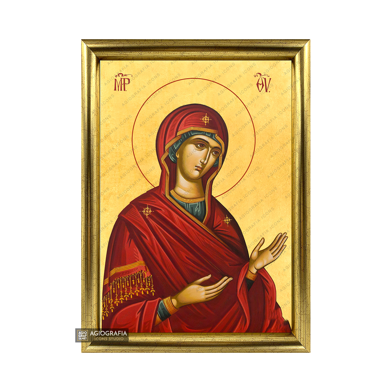 22k Virgin Mary Deesis - Exclusive Mt Athos Framed Gold Leaf Icon