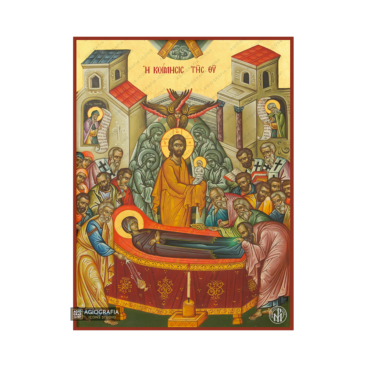 22k Virgin Mary Dormition - Exclusive Mt Athos Gold Leaf Orthodox Icon