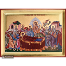 Virgin Mary Dormition Greek Orthodox Wood Icon with Gold Leaf