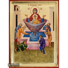Virgin Mary the Fountain of Life Greek Icon with Gold Leaf