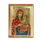 Virgin Mary of Jerusalem Eastern Christian Icon on Wood with Gold Leaf
