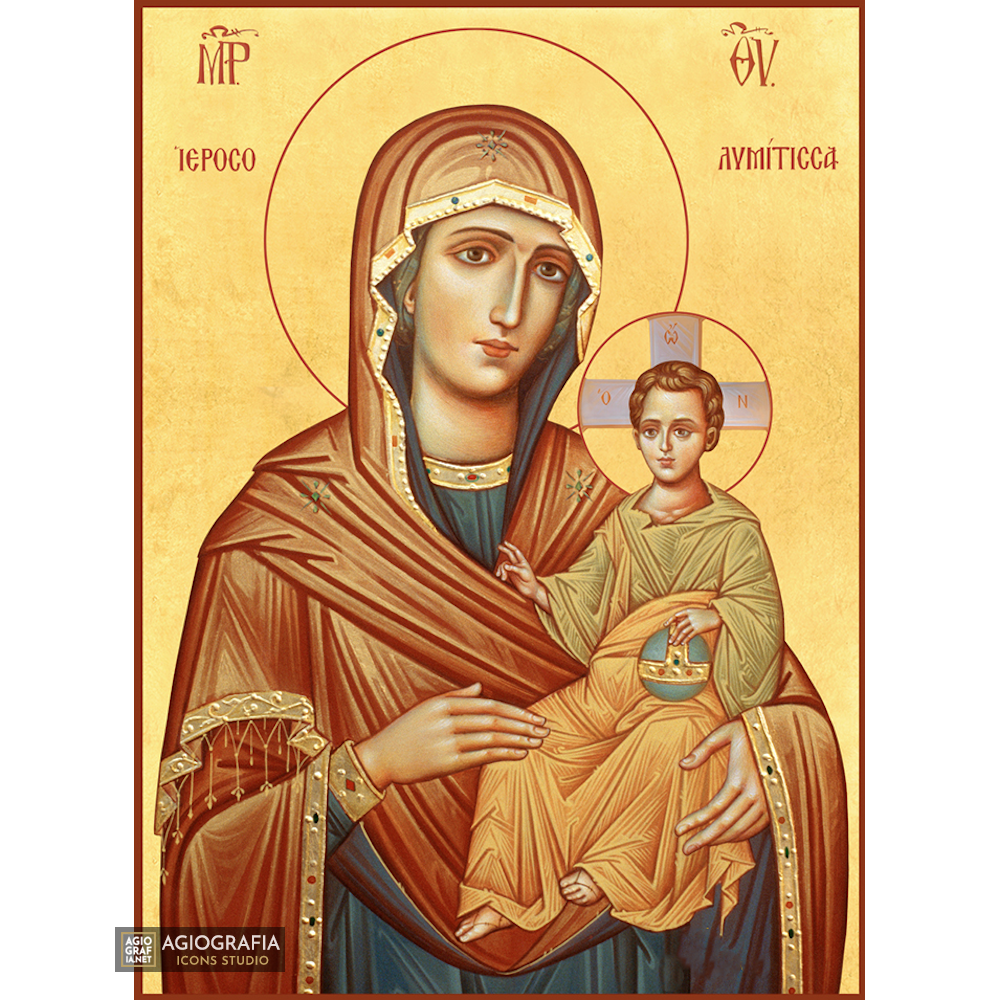 22k Virgin Mary of Jerusalem - Gold Leaf Christian Orthodox Icon