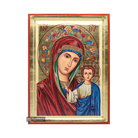 Virgin Mary Kazan Russian Christian Orthodox Icon with Gold Leaf