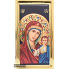 Virgin Mary Kazan Russian Orthodox Icon with Gilding Effect Gold Leaf