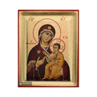 Virgin Mary Portaitissa Mount Athos Wood Icon with Gold Leaf