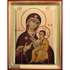 Virgin Mary Portaitissa Mount Athos Wood Icon with Gold Leaf